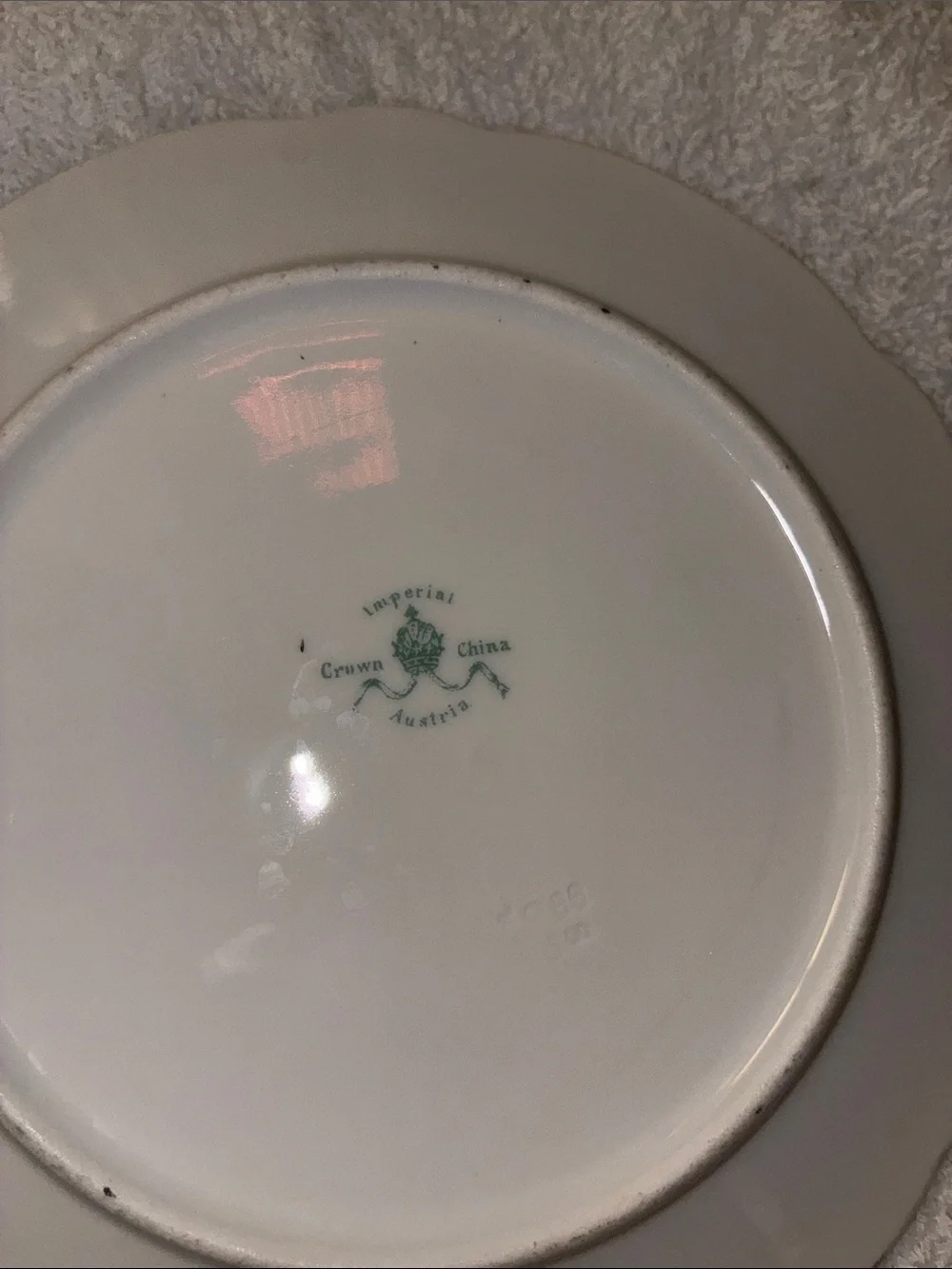 Antique Porcelain Flower Plate Daisy Roses Ribbons Applied Gold Pink Blue Green